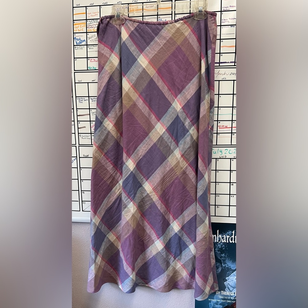 Bias plaid linen skirt